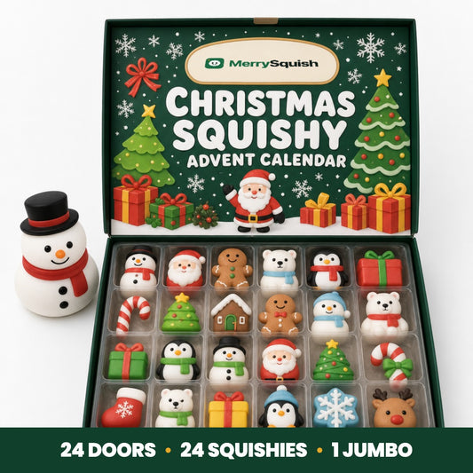 MerrySquish Christmas squishy advent calendar, 24 doors with a mystery squishy behind each