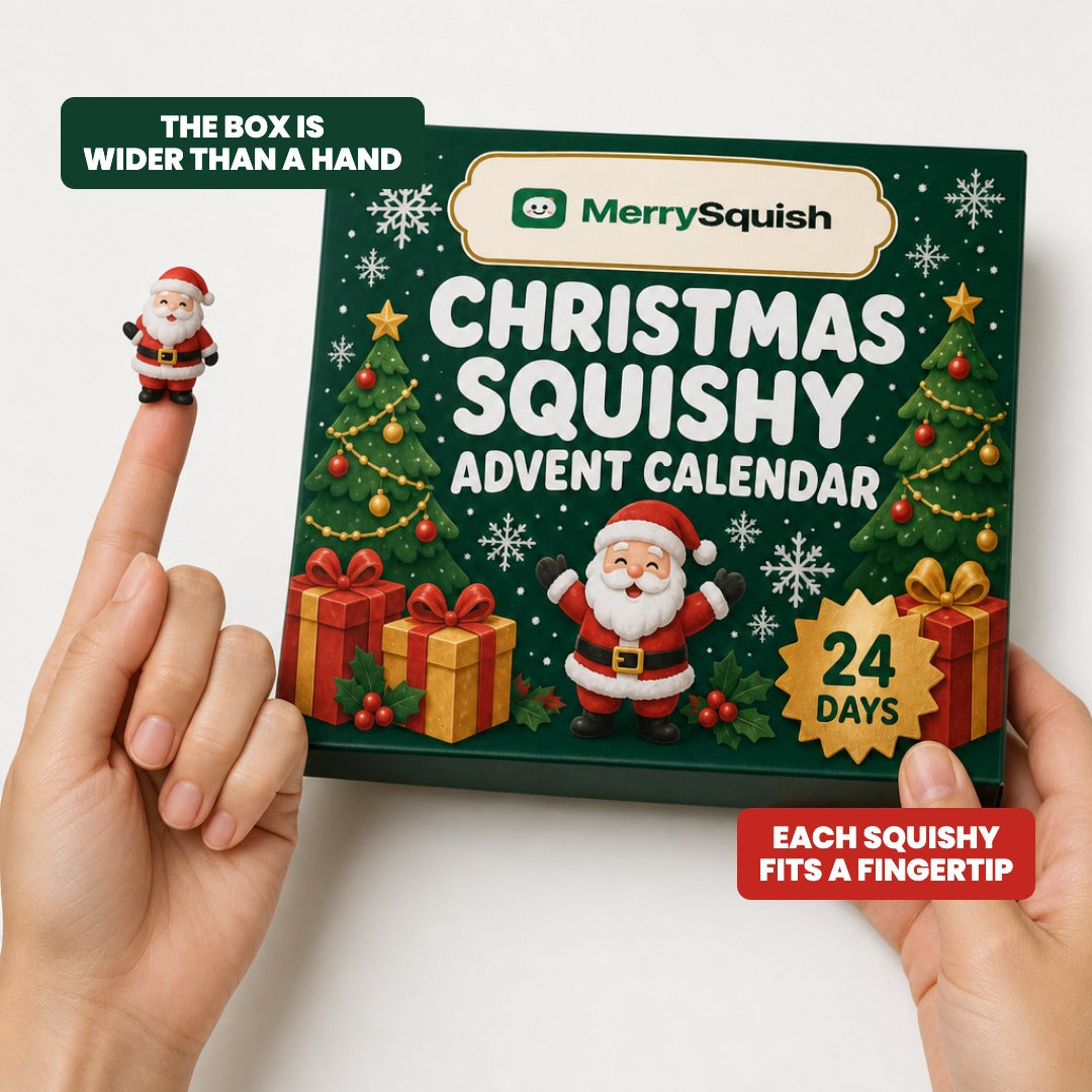 MerrySquish Christmas squishy advent calendar, 24 doors with a mystery squishy behind each