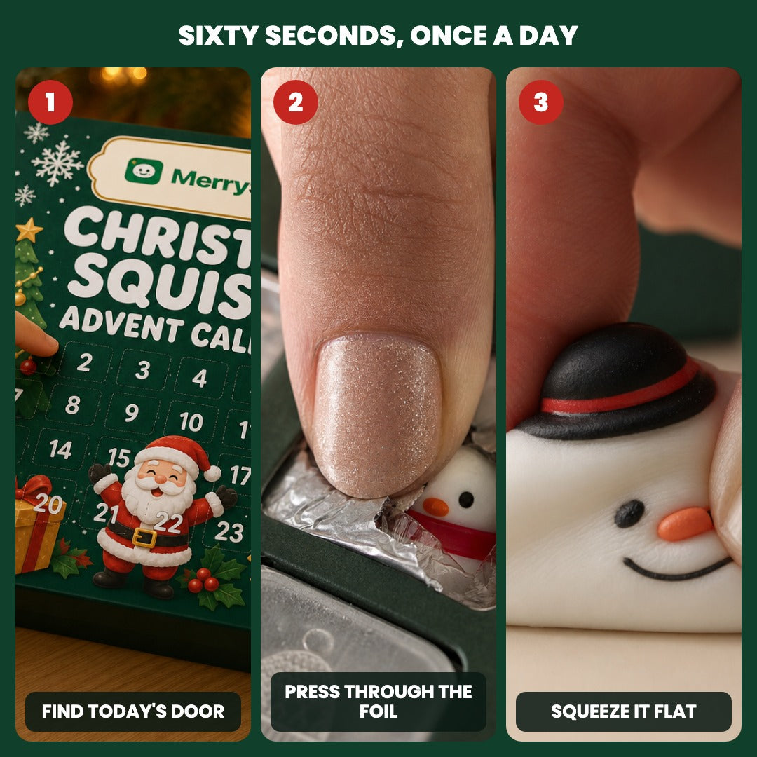 MerrySquish Christmas squishy advent calendar, 24 doors with a mystery squishy behind each