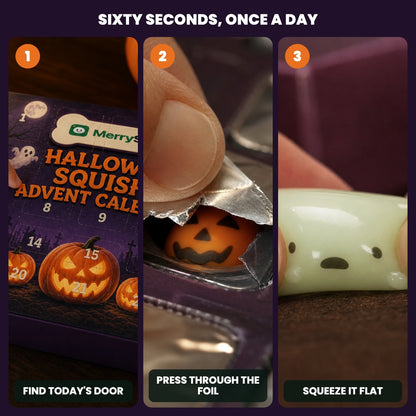 MerrySquish Halloween squishy advent calendar, 24 doors with a mystery squishy behind each
